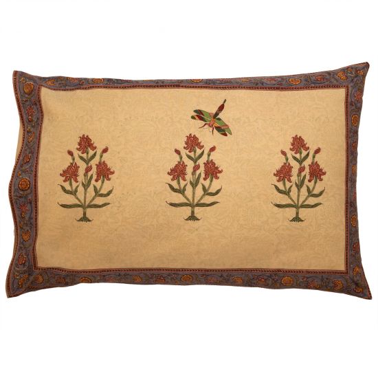 Dragonfly Reversible Pillow Case - Mustard Yellow